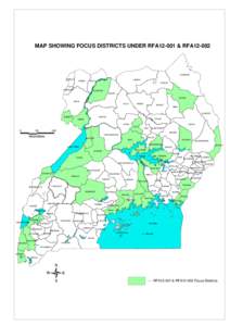 MAP SHOWING FOCUS DISTRICTS UNDER RFA12-001 & RFA12-002  KAABONG KOBOKO  YUMBE