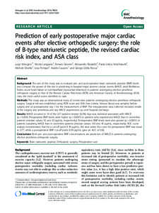 Surgery / Biomarkers / Brain natriuretic peptide / Cardiology / N-terminal prohormone of brain natriuretic peptide / Perioperative / Heart failure / Knee replacement / ASA physical status classification system / Medicine / Anesthesia / Surgical specialties