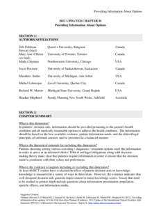 Providing Information About Options 2012 UPDATED CHAPTER B: Providing Information About Options SECTION 1: AUTHORS/AFFILIATIONS