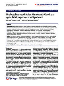 OnabotulinumtoxinA for Hemicrania Continua: open label experience in 9 patients