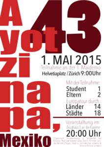 1. MAI 2015 Teilnahme an der 1. Maidemo Helvetiaplatz / Zürich 9:00Uhr