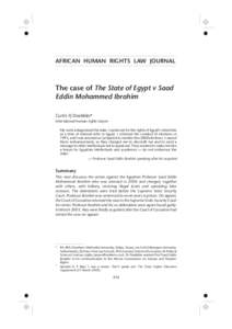 AFRICAN HUMAN RIGHTS LAW JOURNAL  The case of The State of Egypt v Saad Eddin Mohammed Ibrahim Curtis FJ Doebbler* International human rights lawyer