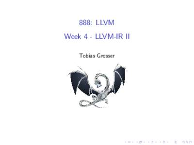 888: LLVM Week 4 - LLVM-IR II Tobias Grosser Last week problem - Sum