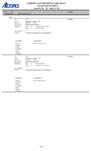 Alberta Treasury Board and Finance - Alberta Government Aircraft Flight Manifest - August 2012