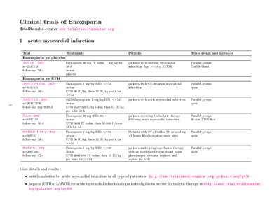 Chemistry / Enoxaparin sodium / Deep vein thrombosis / Low molecular weight heparin / Acute coronary syndrome / Tinzaparin sodium / Eptifibatide / Aspirin / Myocardial infarction / Heparins / Hematology / Medicine