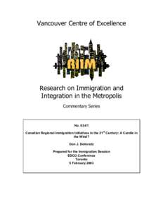 Vancouver Centre of Excellence  Research on Immigration and Integration in the Metropolis Commentary Series