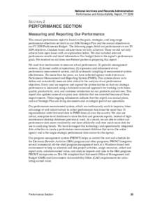 National Archives and Records Administration Performance and Accountability Report, FY 2009 SECTION 2  PERFORMANCE SECTION