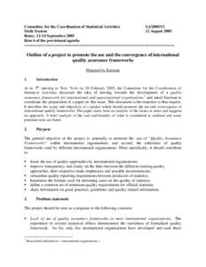 Committee for the Coordination of Statistical Activities SASixth Session 12 August 2005 Rome, 12-14 September 2005 Item 6 of the provisional agenda