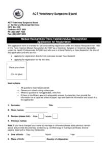 Mutual Recognition/Trans Tasman Mutual Recogniton Application for Registration
