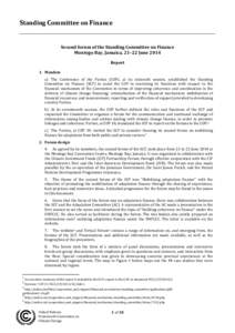 Standing	Committee	on	Finance	   Second	forum	of	the	Standing	Committee	on	Finance	 Montego	Bay,	Jamaica,	21–22	June	2014	 Report