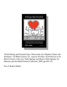 Keith Harin and Fernand Léger: Democratic Art, Popular Culture and Semiotics