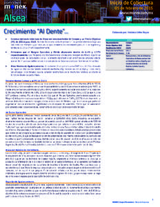 Inicio de Cobertura  Alsea Crecimiento “Al Dente”...  05 de febrero de 2015