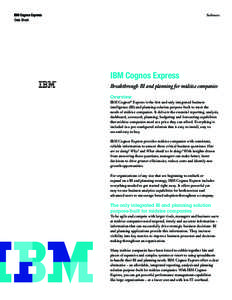 Software  IBM Cognos Express Data Sheet  IBM Cognos Express
