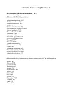       Sivustolle  tehdyt muutokset: ­Seuraava materiaali on lisätty sivustolle : Hakemistoon KARTAT/Kaupunkikartat: *Hamina matkailukartta 1963 *Iisalmi asemakaava 1961 *Joensuu as