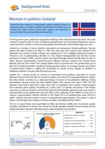 Background Note European Parliamentary Research Service[removed]Women in politics: Iceland