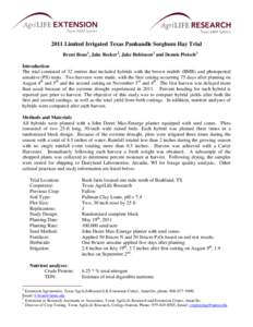 2002 Texas Panhandle Forage Sorghum Silage Trail