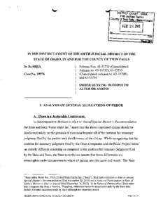 Water law / Judgment / Summary judgment / Water right / Prior-appropriation water rights / Reservoir / Boise River / Motion / Water resources