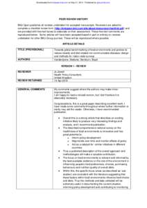 Downloaded from bmjopen.bmj.com on May 31, [removed]Published by group.bmj.com  PEER REVIEW HISTORY BMJ Open publishes all reviews undertaken for accepted manuscripts. Reviewers are asked to complete a checklist review for
