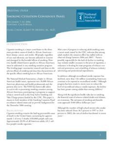 Briefing Paper  Smoking Cessation Consensus Panel December 7-10, 2006 Sonoma, California Panel Chair: Albert W. Morris, Jr., M.D.