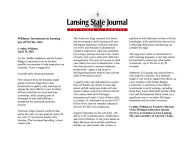 Michigan State University / Lansing /  Michigan / Debbie Stabenow / Geography of Michigan / Lansing – East Lansing metropolitan area / Michigan