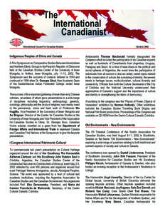 The International Canadianist International Council for Canadian Studies  Indigenous Peoples of China and Canada