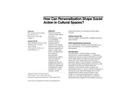 How Can Personalization Shape Social Action in Cultural Spaces? Elena Not Abstract