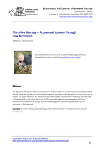 Narrative therapy - A personal journey through new territories