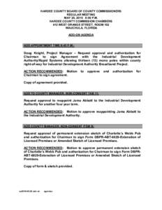 HARDEE COUNTY BOARD OF COUNTY COMMISSIONERS REGULAR MEETING MAY 20, 2010 6:00 P.M. HARDEE COUNTY COMMISSION CHAMBERS 412 WEST ORANGE STREET, ROOM 102 WAUCHULA, FLORIDA