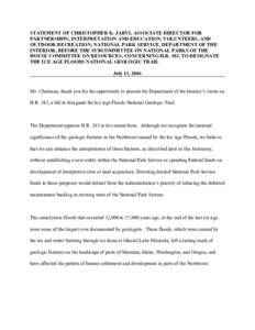 STATEMENT OF CHRISTOPHER K. JARVI, ASSOCIATE DIRECTOR FOR PARTNERSHIPS, INTERPRETATION AND EDUCATION, VOLUNTEERS, AND OUTDOOR RECREATION, NATIONAL PARK SERVICE, DEPARTMENT OF THE INTERIOR, BEFORE THE SUBCOMMITTEE ON NATI