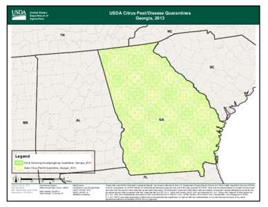 USDA Citrus Pest/Disease Quarantines Georgia, 2013 United States Department of Agriculture