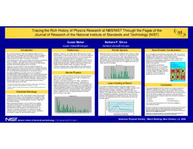 Tracing the Rich History of Physics Research at NBS/NIST Through the Pages of the Journal of Research of the National Institute of Standards and Technology (NIST) Introduction The Journal of Research of NIST is the flags