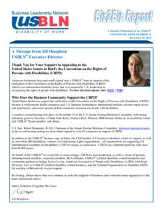 A Monthly Publication of the USBLN® VOLUME SIX, ISSUE NUMBER 11 November 30, 2013 A Message from Jill Houghton USBLN® Executive Director