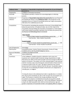 Indicator Name Prepared by Rationale Proportion of Households Living below the poverty line, by sex of Head of Household 1A