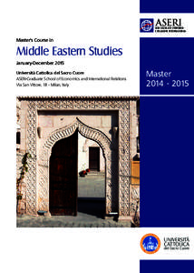 ALTA SCUOLA DI ECONOMIA E RELAZIONI INTERNAZIONALI Master’s Course in  Middle Eastern Studies