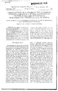 Observations on a species of the Anopheles funestus subgroup, a suspected exophilic vector of malaria parasites in northeastern Transvaal, South Africa.