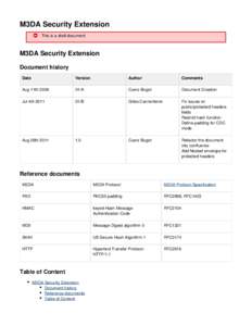 M3DA Security Extension This is a draft document M3DA Security Extension Document history Date