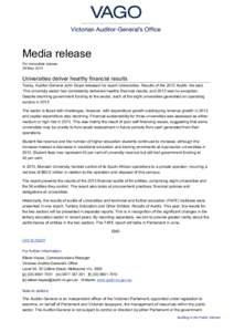 Media release Universities: Results of the 2013 Audits report