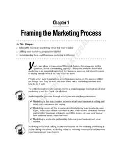 Chapter 1  AL Framing the Marketing Process ▶ Taking the necessary marketing steps that lead to sales