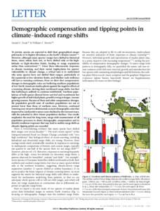 LETTER  doi:nature09439 Demographic compensation and tipping points in climate-induced range shifts