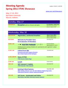 Meeting Agenda  Update: [removed], 11:00 PM Spring 2011 S²ERC Showcase www.serc.net/showcases