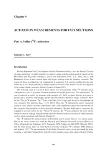 Chapter 9  ACTIVATION MEASUREMENTS FOR FAST NEUTRONS Part A. Sulfur (32P) Activation