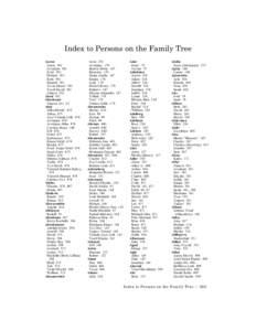 Index to Persons on the Family Tree Aaron Asher 501 Avraham 501 Ester 501 Miriam 501