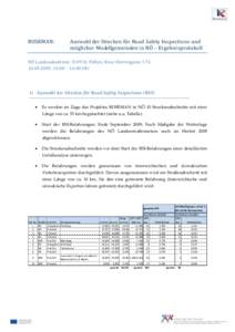 ROSEMAN:  Auswahl der Strecken für Road Safety Inspections und möglicher Modellgemeinden in NÖ – Ergebnisprotokoll  NÖ Landesakademie, 3109 St. Pölten, Neue Herrengasse 17A