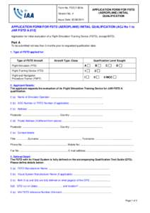 Application Form for FSTD (Aeroplane) Initial Qualification