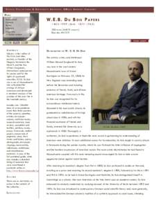 W.E.B. Du Bois Papers, [removed]Finding Aid : Special Collections and University Archives, University of Massachusetts Amherst Libraries