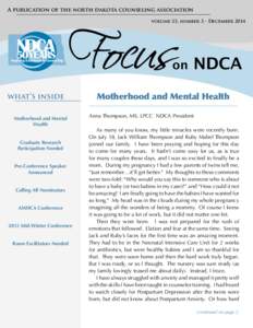 Focus  A publication of the north dakota counseling association volume 33, number 3 - DecemberInspiring Excellence in Counseling