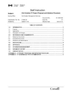 Staff Instruction Subject: Civil Aviation IT Project Proposal and Initiation Procedure  Issuing Office: