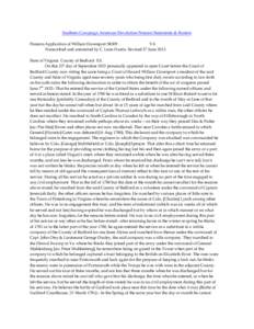 Southern Campaign American Revolution Pension Statements & Rosters Pension Application of William Davenport S8309 VA Transcribed and annotated by C. Leon Harris. Revised 27 June[removed]State of Virginia County of Bedford 