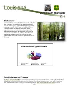 Louisiana Forest Health Highlights 2011 The Resource  Louisiana’s forests cover 13.8 million acres, nearly half of the