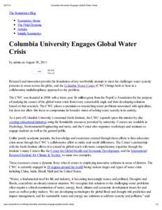Research institutes / Columbia University / Environmental issues / Water management / Hydrology / Columbia Water Center / The Earth Institute / Water crisis / Water resources / Water / Soft matter / Environment